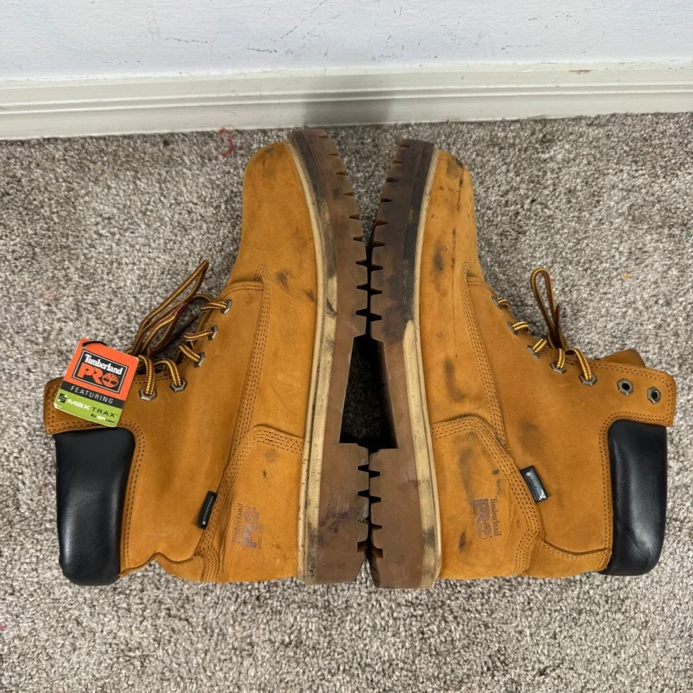 Timberland PRO Mens Direct Attach Steel Toe Waterproof Boots Size 11 Leather Tan